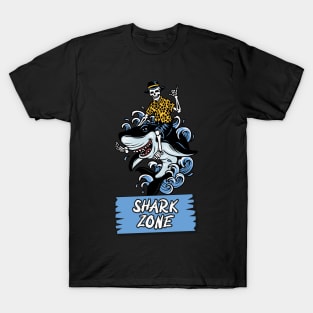 Skeleton riding a-shark T-Shirt